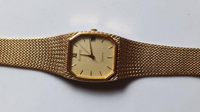 Preowned Accurist Quartz Wristwatch gold plated strap